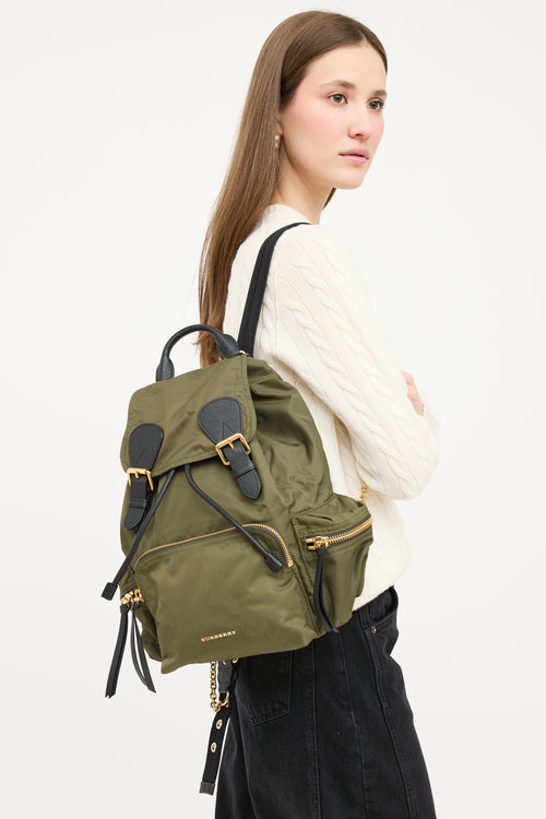 Burberry Green & Black Nylon Chain Link Backpack