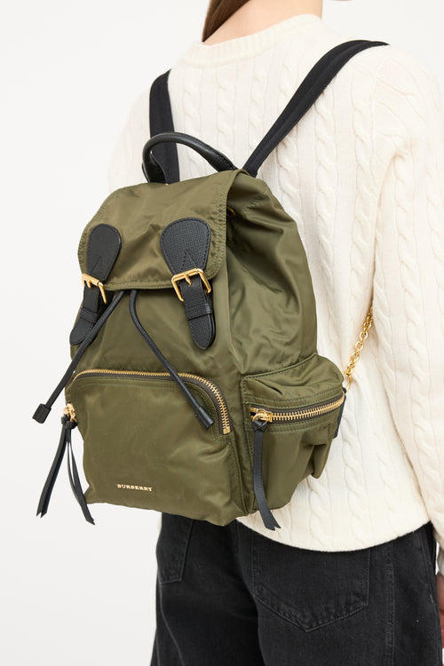Burberry Green & Black Nylon Chain Link Backpack