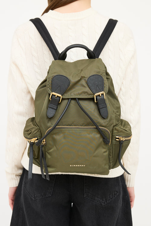 Burberry Green & Black Nylon Chain Link Backpack