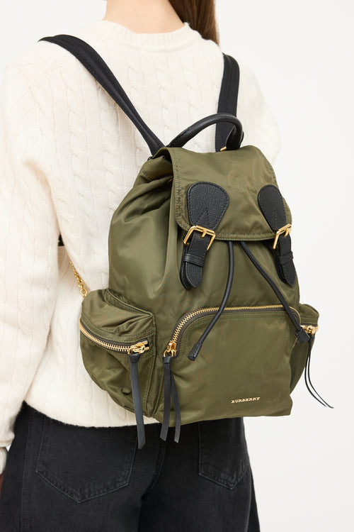 Burberry Green & Black Nylon Chain Link Backpack
