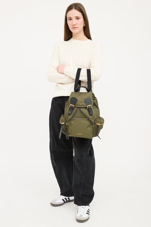 Burberry Green & Black Nylon Chain Link Backpack