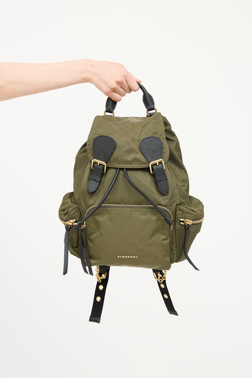 Burberry Green & Black Nylon Chain Link Backpack
