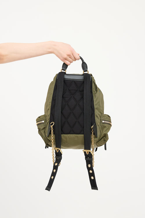 Burberry Green & Black Nylon Chain Link Backpack
