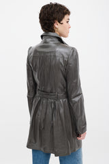 Burberry Green Patent Leather Belted Coat