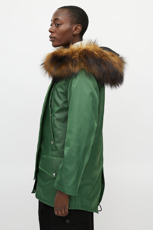 Burberry Green Shearling Lined Hooded Parka