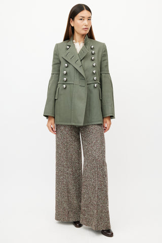 Burberry Green & Silver Military Jacket