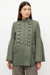 Burberry Green & Silver Military Jacket