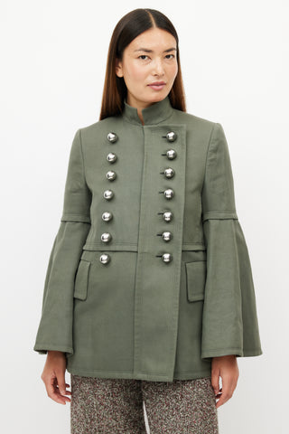Burberry Green & Silver Military Jacket