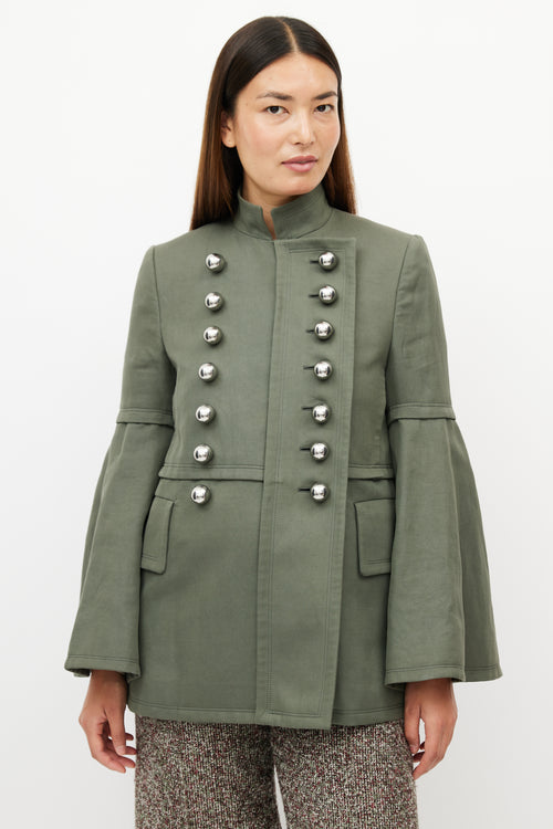 Burberry Green & Silver Military Jacket