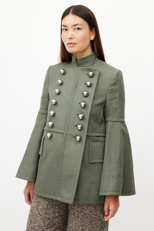 Burberry Green & Silver Military Jacket
