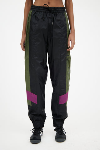 Burberry Black & Green Logo Track Pant