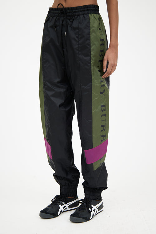 Burberry Black & Green Logo Track Pant