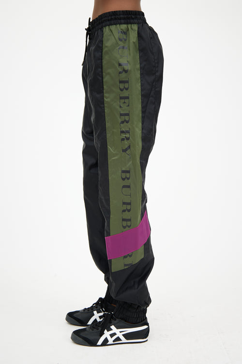 Burberry Black & Green Logo Track Pant