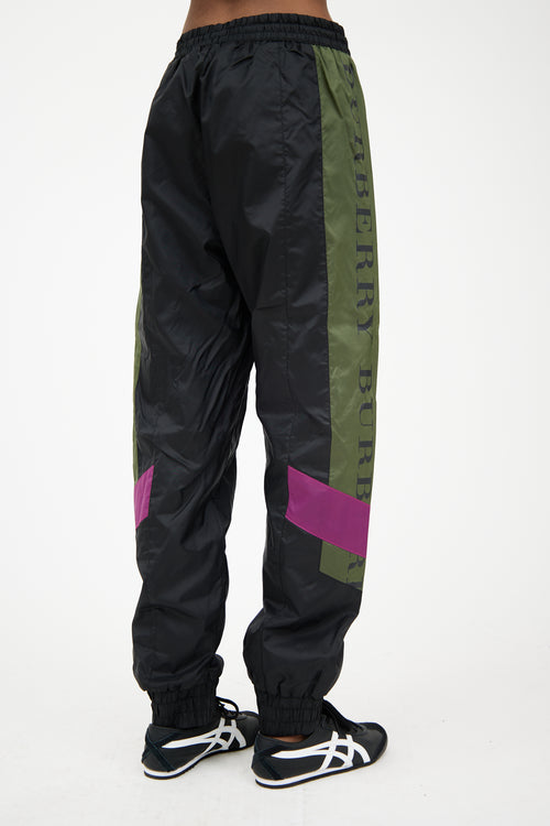 Burberry Black & Green Logo Track Pant