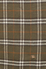 Burberry Green Wool Embroidered Nova Check Fringe Scarf