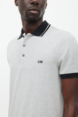 Burberry Grey & Black Engraved Logo Polo