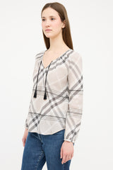Burberry Grey & Black Nova Check Tassel Top