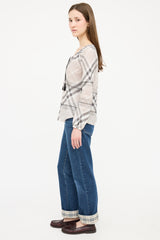 Burberry Grey & Black Nova Check Tassel Top