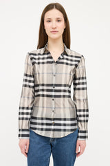Burberry Grey & Black Satin Nova Check Shirt