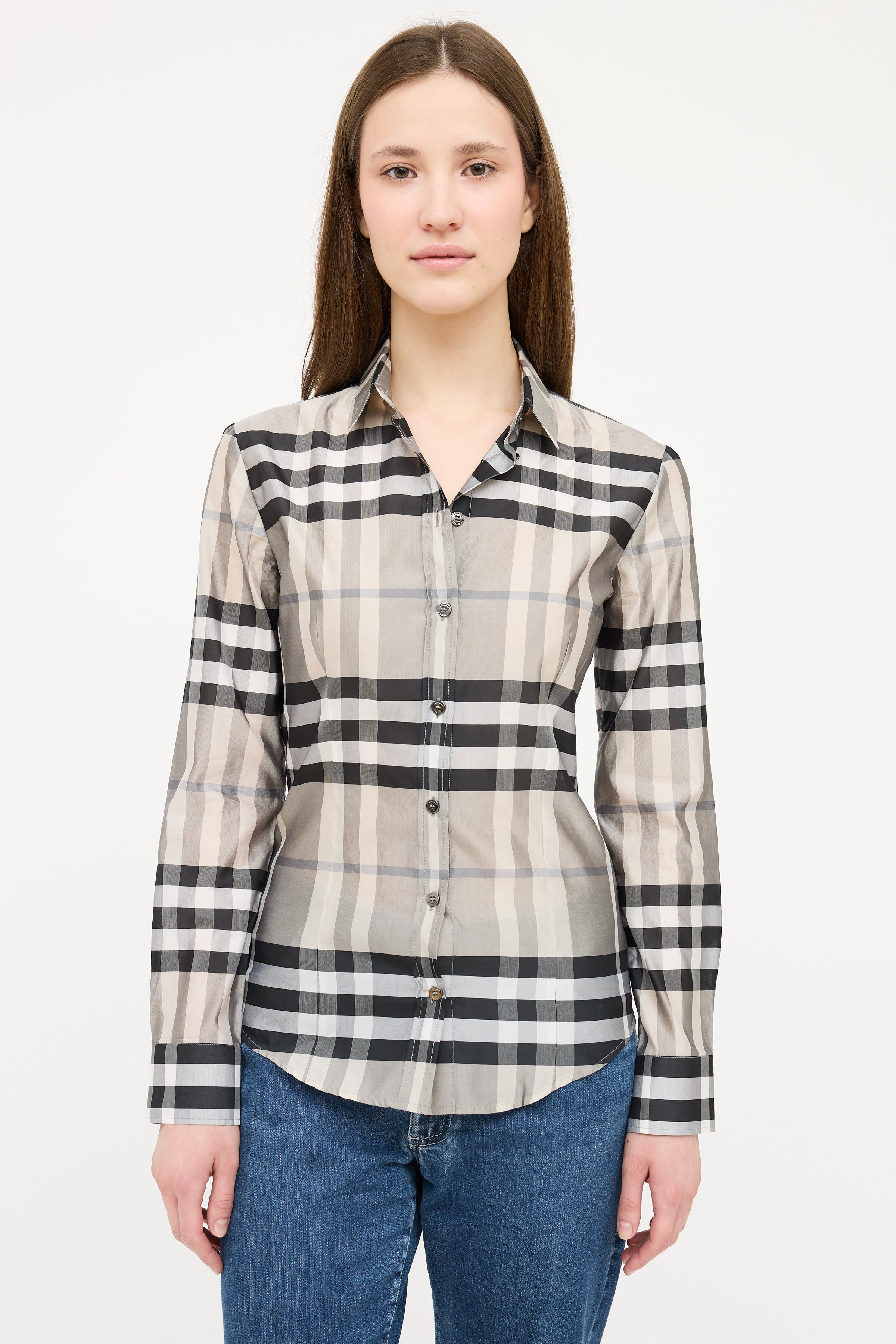 Burberry // Satin Nova Check Shirt – VSP Consignment Burberry // Satin Nova Check Shirt – VSP Consignment