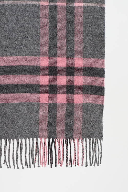 Burberry Cashmere House Check Fringe Scarf