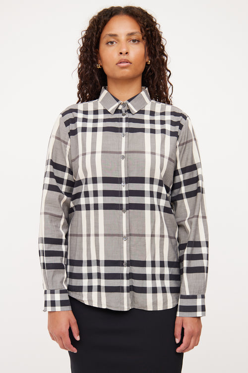 Burberry Grey House Check Button Up Top