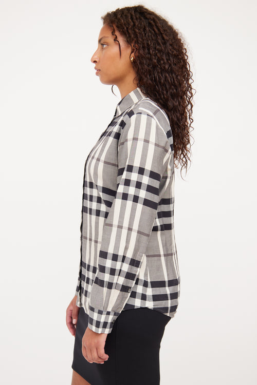 Burberry Grey House Check Button Up Top