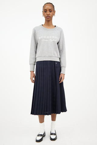 Burberry Heather Grey & White Logo Crewneck Sweatshirt