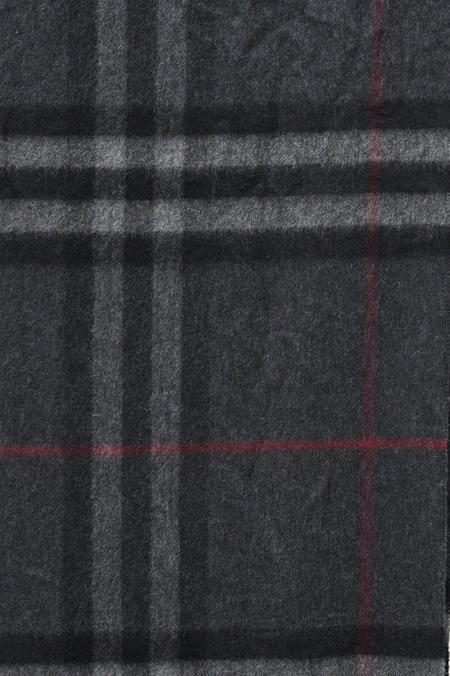 Burberry Grey & Red Nova Check Cashmere Scarf