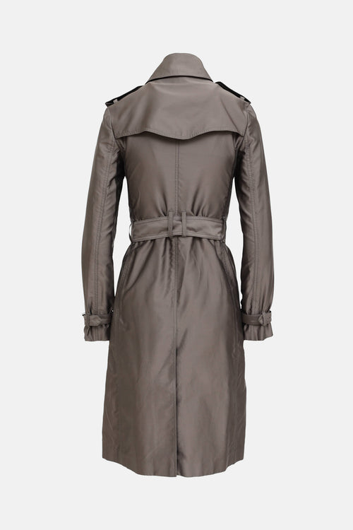Burberry Silk Double Breasted Trench Coat