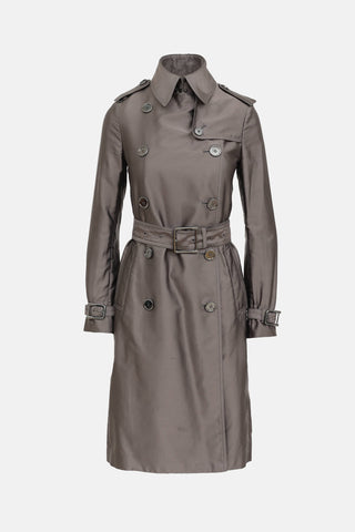 Burberry Silk Double Breasted Trench Coat