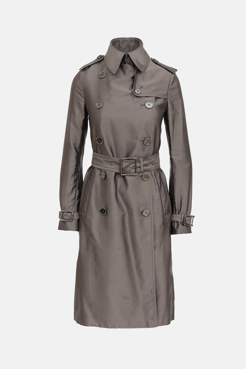 Burberry Silk Double Breasted Trench Coat