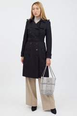 Burberry Grey & Black Woven Lola Bucket Bag