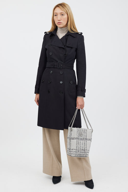 Burberry Grey & Black Woven Lola Bucket Bag