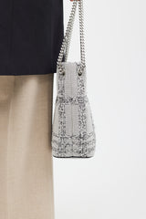 Burberry Grey & Black Woven Lola Bucket Bag