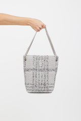 Burberry Grey & Black Woven Lola Bucket Bag