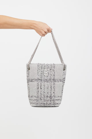 Burberry Grey & Black Woven Lola Bucket Bag