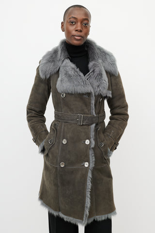 Burberry Grey Suede & Fur Jacket
