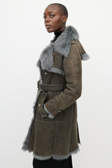 Burberry Grey Suede & Fur Jacket