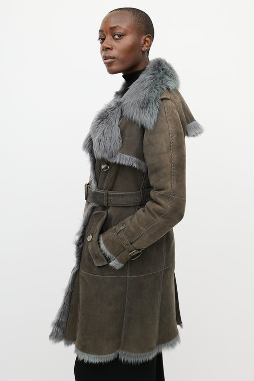 Burberry Grey Suede & Fur Jacket