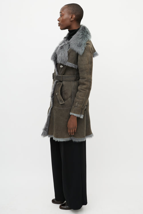 Burberry Grey Suede & Fur Jacket