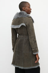 Burberry Grey Suede & Fur Jacket