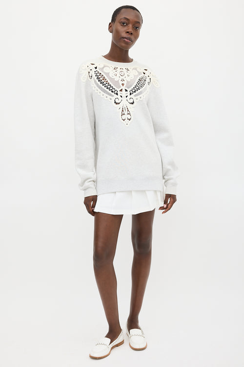 Burberry Grey & White Lace Sweatshirt
