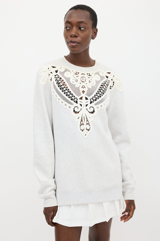 Burberry Grey & White Lace Sweatshirt