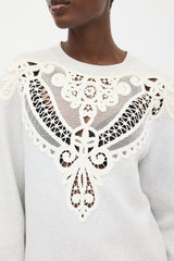 Burberry Grey & White Lace Sweatshirt