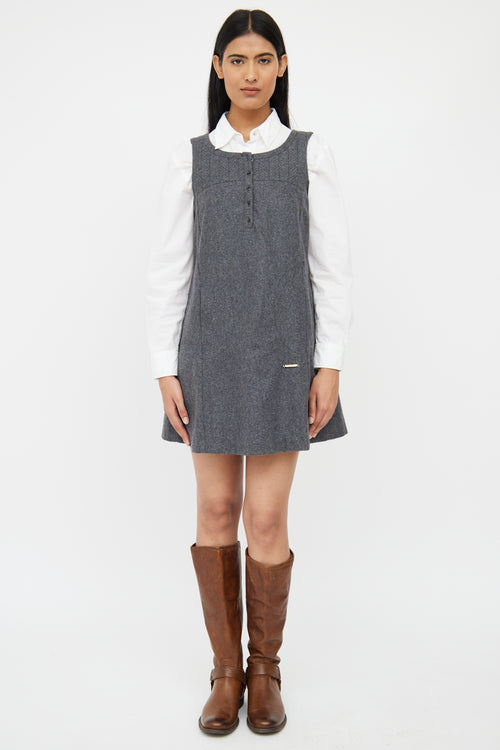 Burberry Grey Wool Pinafore Dress