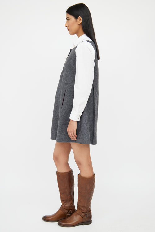 Burberry Grey Wool Pinafore Dress