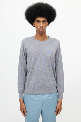 Burberry Grey Wool Elbow Patch Sweater