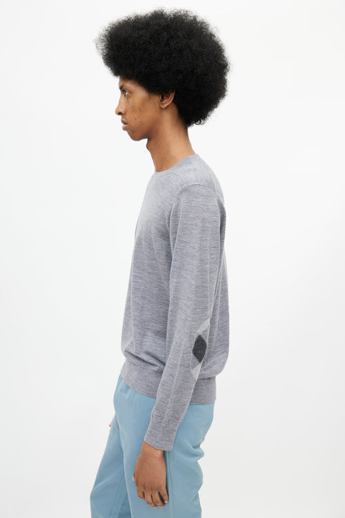 Burberry Grey Wool Elbow Patch Sweater