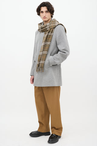 Burberry Grey Wool Two Pocket Pea Coat